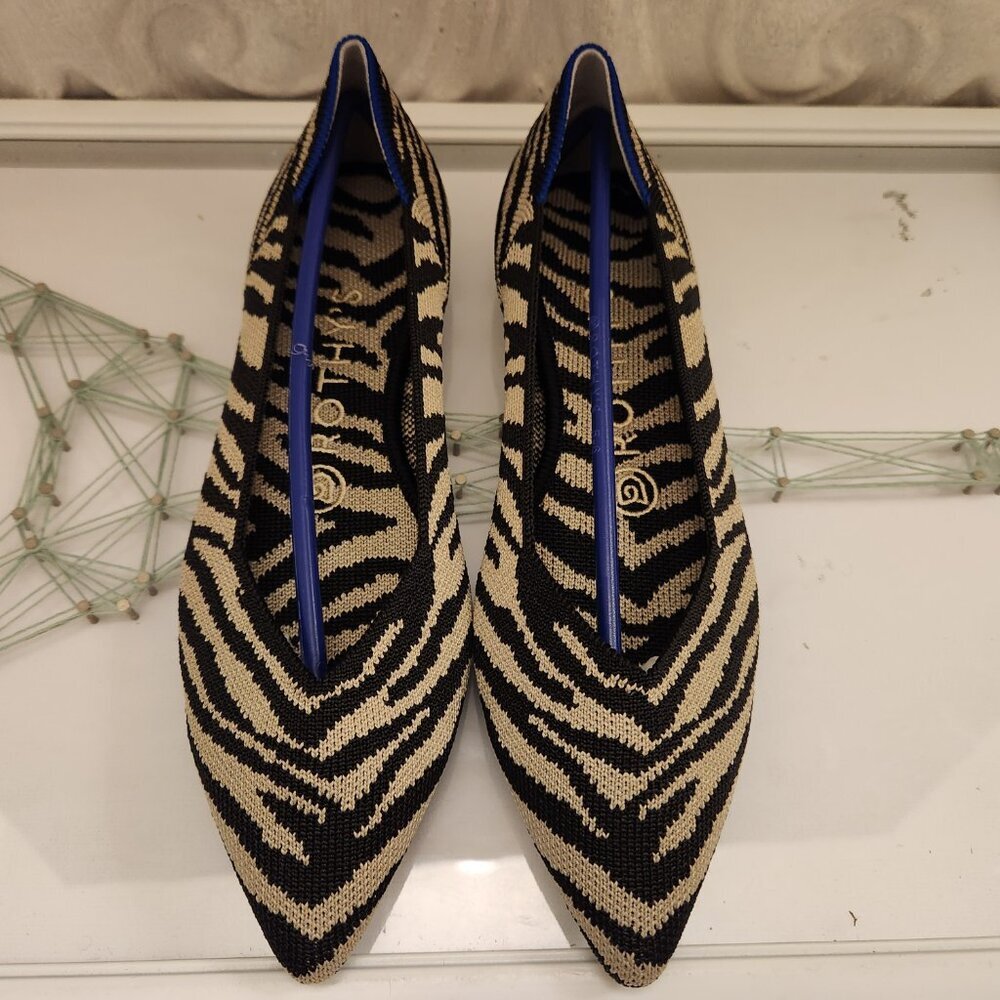 Rothy's Black/Cream Zebra Point toe flats. NWT. Size 6 - Picture 3 of 8